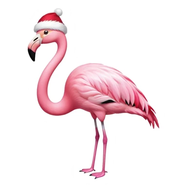 Flamingo with a Santa hat on sticker
