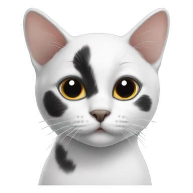 black and white cat with black nose sticker