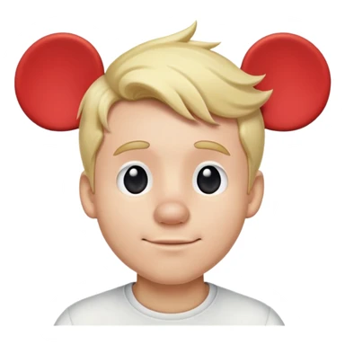 Man blonde hair wearing Mickey Mouse ears sticker