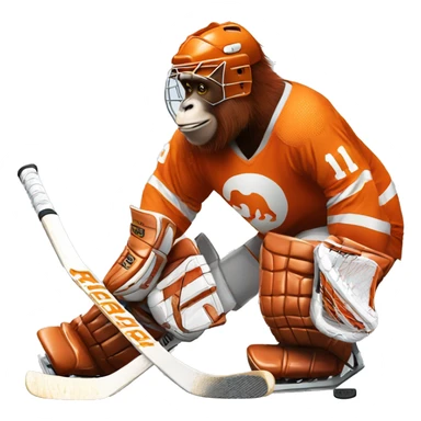 Orangutan wearing hockey goalie equipment sticker