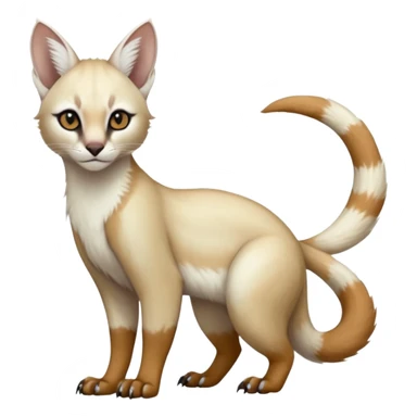 Plain albino soft smooth silky pale light pastel white glorious divine exotic cute cool beautiful fantasy-caracal-civet-genet-sergal-vernid-Cacomistle-Trico-oncilla-animal-Fakémon-hybrid-fursona (full body) sticker