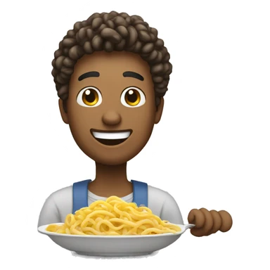 create me an smiley emoji who loves and is eating pasta sticker