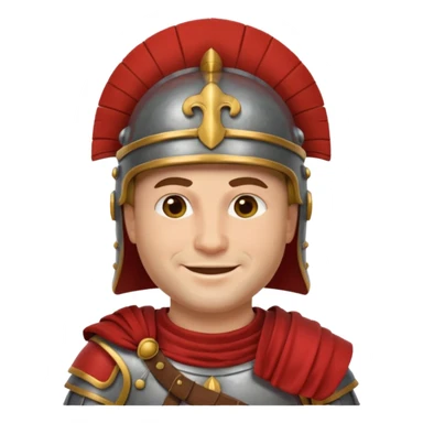 Emoji portrait of a Roman legionary. Helmet, armor, stern expression. sticker