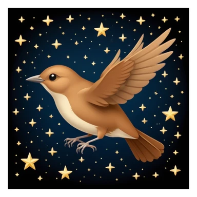 a nightingale bird flying against a dark starry night sky sticker