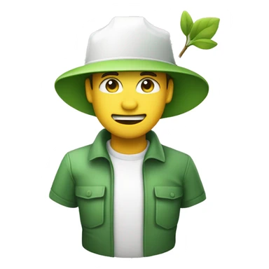 gardener pith helmet jacket white green trees smirk sticker