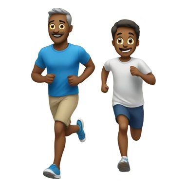 Dad and son running sticker
