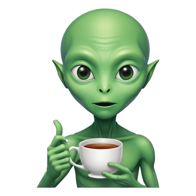 Ein Alien mit ein Tee in der Hand sticker