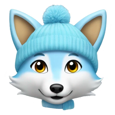 create a light blue fox with a beannie sticker