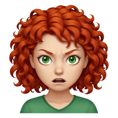 👩🏻‍🦰curly hair angry  but cute green eyes sticker