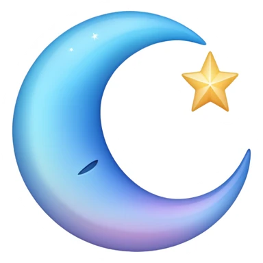sparkly glossy pastel blue-gradient crescent moon sticker