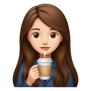 Brown long haired girl with coffee sticker