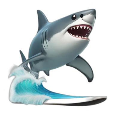 Surfing shark sticker