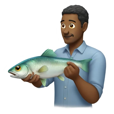 a man touch fish sticker