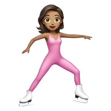 brunette ice skating pink bodysuit full body sticker