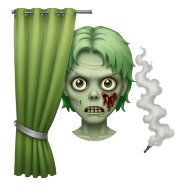 зомби который стоит лицом ко мне. прическа шторы, карие зеленые глаза, с дымом изо рта. типо swag sticker