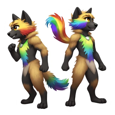 Furry, sparkle, rainbow, animal, anthro, full body, fursona, protogen sticker