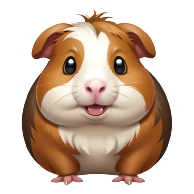 Cinematic Comical Brown and White Banded Guinea Pig Portrait Emoji, Head tilted dramatically with an exaggeratedly amused expression, featuring a striking coat with bold brown and white banding, wide, expressive dark eyes filled with playful disbelief, Simplified yet hilariously expressive features, highly detailed, glowing with a slightly sassy glow, high shine, dramatic yet playful, stylized with an air of cheeky mischief, bright and endearing, soft glowing outline, capturing the essence of a spirited and over-the-top guinea pig, so meme-worthy it feels like it could side-eye its way into internet fame instantly! sticker
