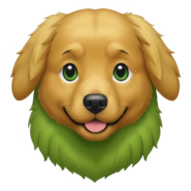 green dog extra furry golden retriever. The dog fur is green sticker