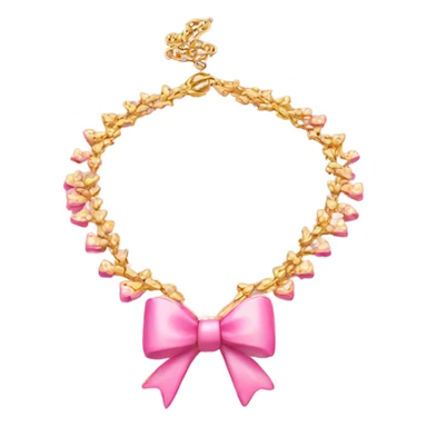 Gold necklace with little pink bows sticker
