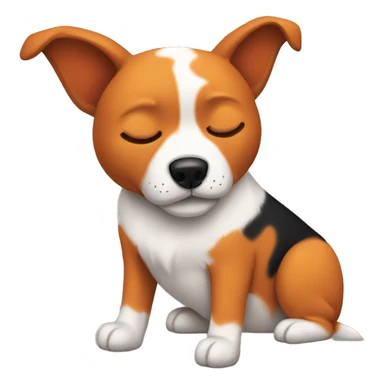 Orange, black, and white dog with pointy ears sleeping sticker