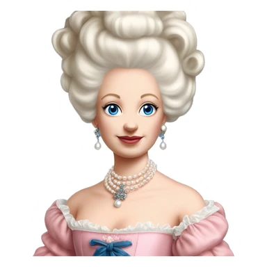Marie antoinette, blue eyes, white pearl choker, entiely pink dress sticker
