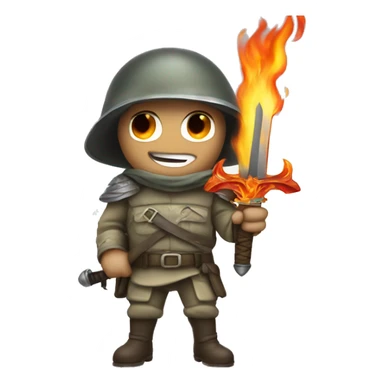 Solider wielding a flaming sword   sticker