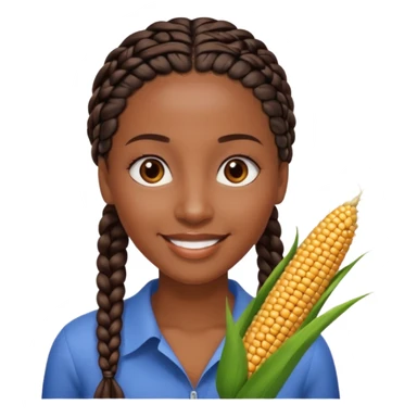kenyan woman with long, black, braided hair in corn rows, brown eyes, pretty sticker