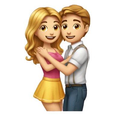 L’amour de deux couples jeunes avec des bisous sur la bouche  sticker