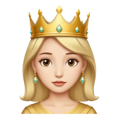 Give me an image of a women wearing neutral makeup with a crown. She is looking very content sticker