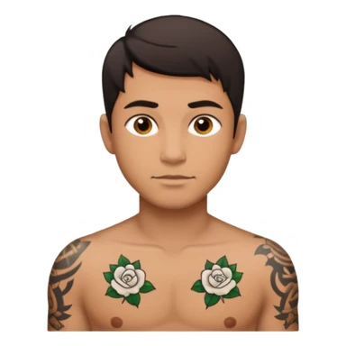 man with tattoo sticker