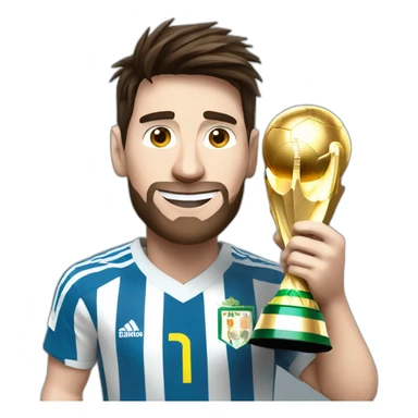 Messi holding the World Cup sticker