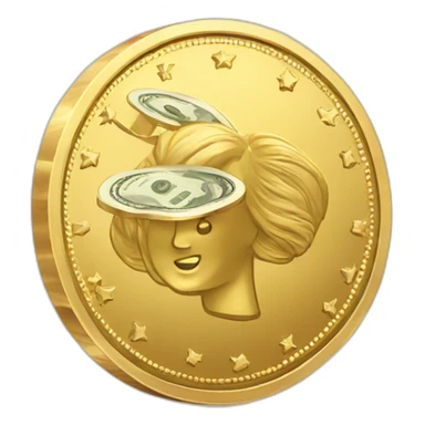 gold coin holding money sticker
