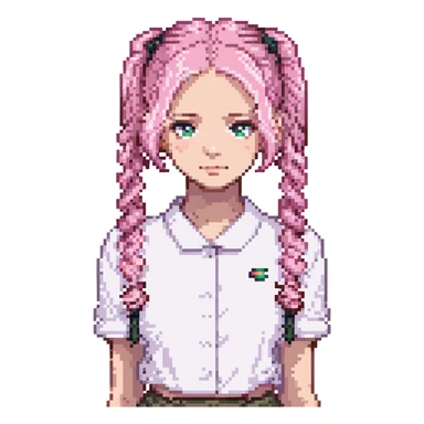 A girl with pink hair tied on both sides sticker