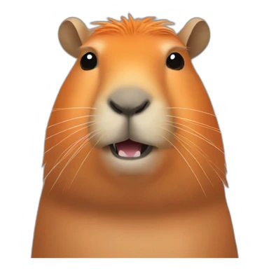capybara with an orange on its head sticker