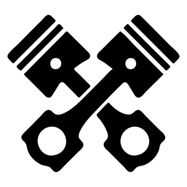 two pistons crossed into an X shape, light baby pink, clean icon style sticker