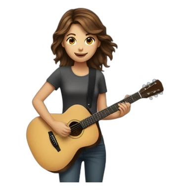 Girl with brown hair playing guitar sticker