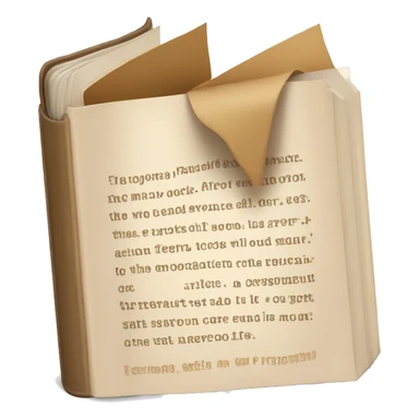 An open, hardcover book, depicted with a beige cover.  sticker