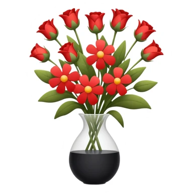 Minimalistic flat vector icon, iOS style, thin black contour on white background. Flower bouquet arranged in a simple vase. Clean, elegant, no text, no shadows.
 sticker