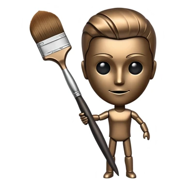 A paintbrush that transforms into a human metal silhouette, symbol of artistic identity sticker