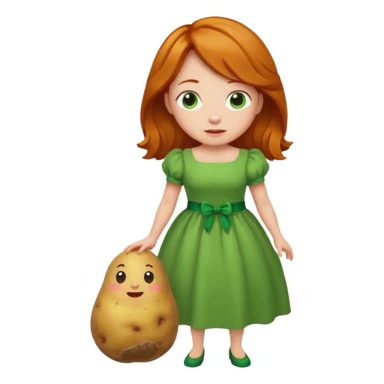 Potato Wearing a green dress and ginger hair  sticker