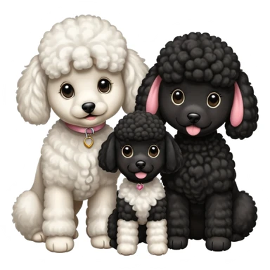 1 poodle blanca y 2 negras sticker