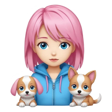 "Chibi-Anime-Girl mit Hundeohren, pinken Haaren, großen blauen Augen und breitem Grinsen." sticker
