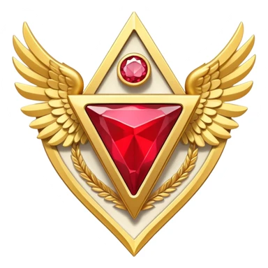 Triangle Rubby stone award-in-frame-decorated-with-golden-angel--wings sticker