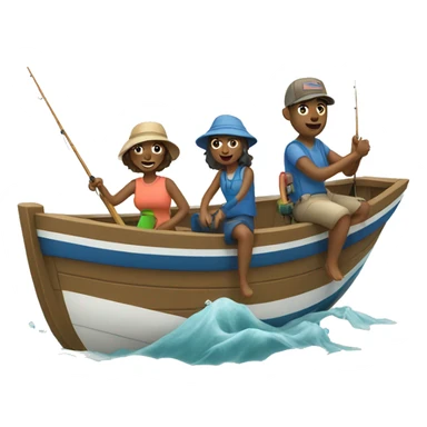 family fishing on a boat sticker