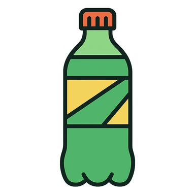 modern icon of a Mountain Dew bottle, simple, bold lines, minimal color, easily recognizable, no text sticker
