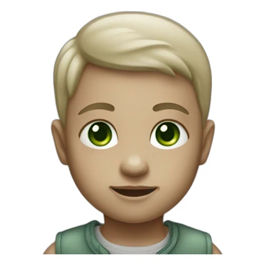 WhatsApp infant emoji with grey skin and green eyes and no hairs sticker