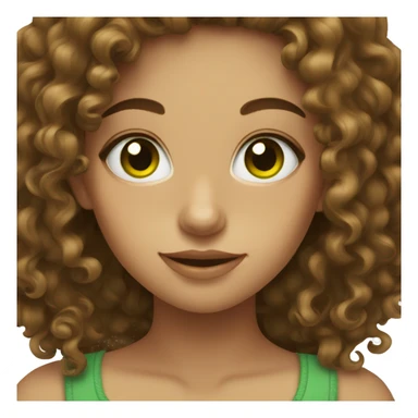 Girl with brown curly hair and green eyes sticker