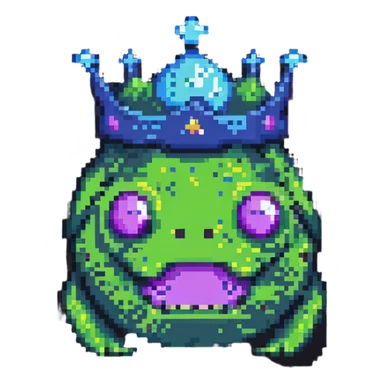 slime monster wearing a simple round crown sticker