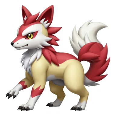 WereGarurumon-Obstagoon-Meloetta-Renamon-Zangoose-fusion-hybrid-creature (full body) sticker