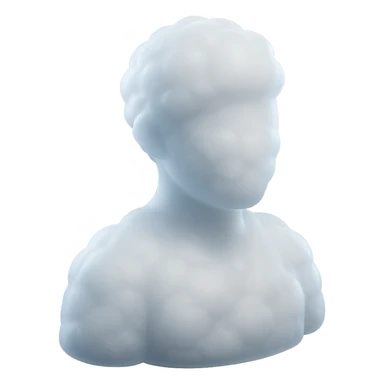 A person from the shoulders up, entirely composed of fluffy white convex clouds sticker